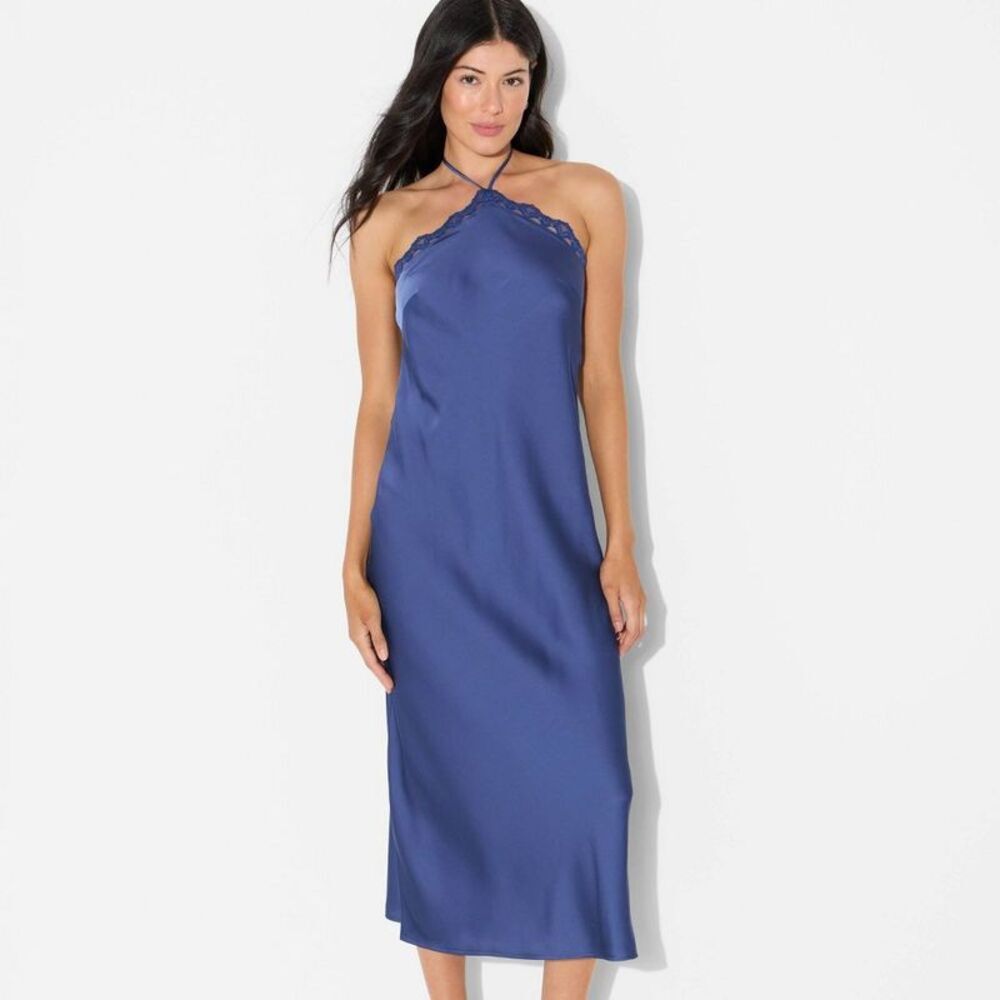 Women's Lace Trim Maxi A-Line Dress - Wild Fable Blue L